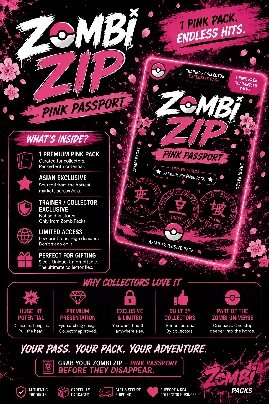 Zombi Zip- Pink Passport Asian Exclusive